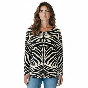 H&M Women’s Size L Zebra Print Artistic Black White Sweatshirt